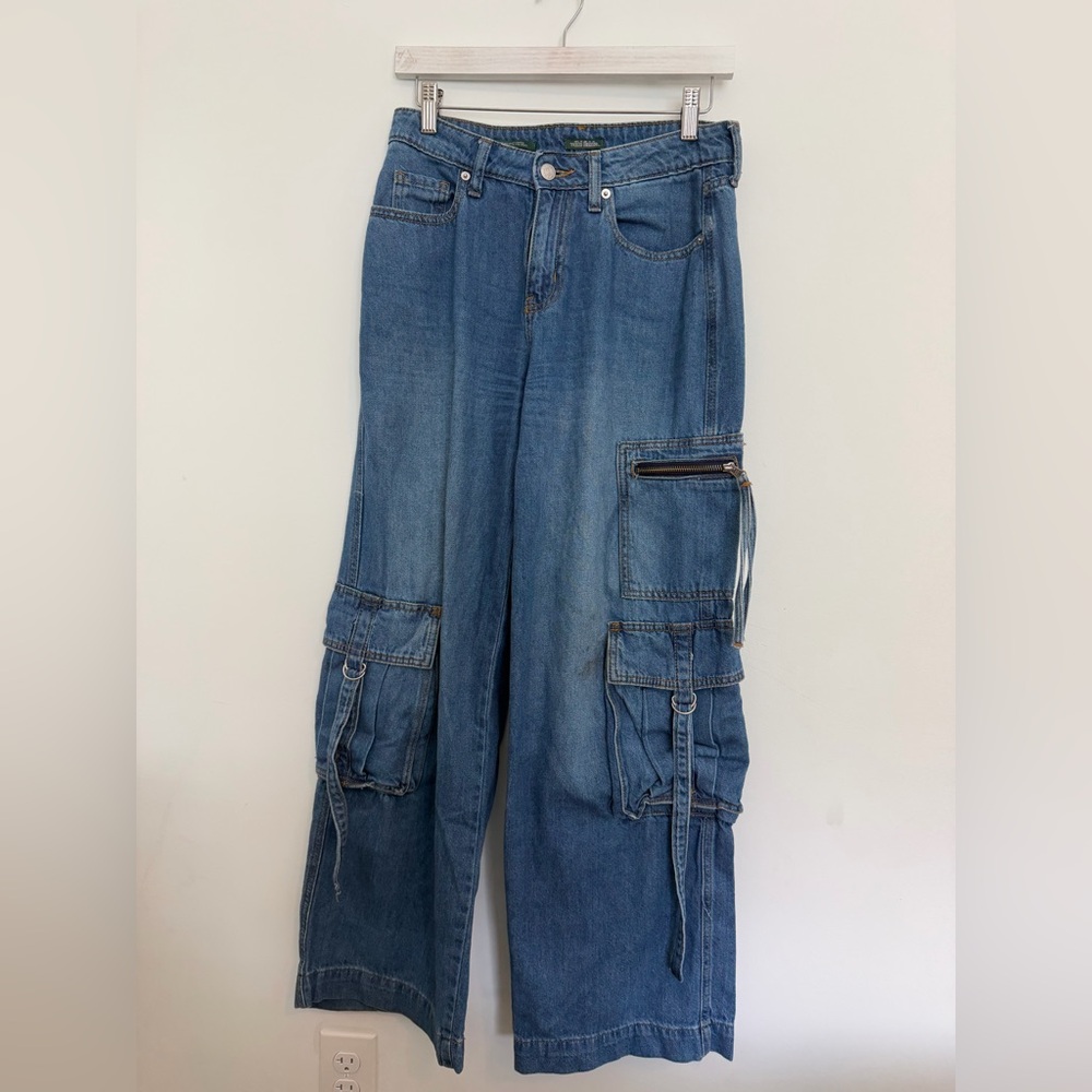Wild Fable Blue Flare Cargo Jeans